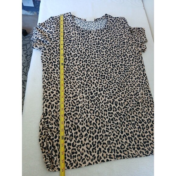 FREE KISSES Womens Blouse Top Animal‎ Print Short Sleeve Round Neck 1X Safari - Picture 8 of 14